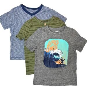 Old Navy Set of 3 Short Sleeve T-Shirts Green, Gray, Blue 3T